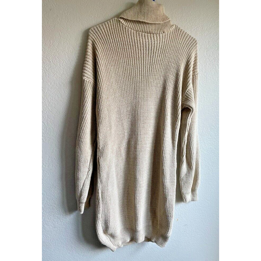 Nasty Gal Women's Tan‎ Ribbed Dress Size S Long Sleeve Turtleneck